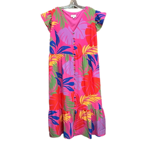 52Seven tropical print VNeck maxi dress flutter sleeve Size 18W Sun destination